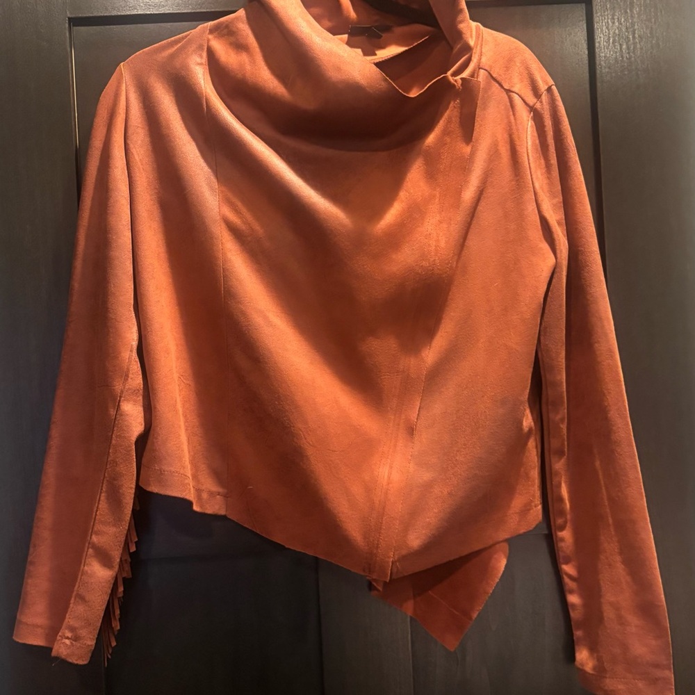Shyanne Women’s Fringe Jacket XS Brown Faux Suede Asymmetrical Western Cowgirl